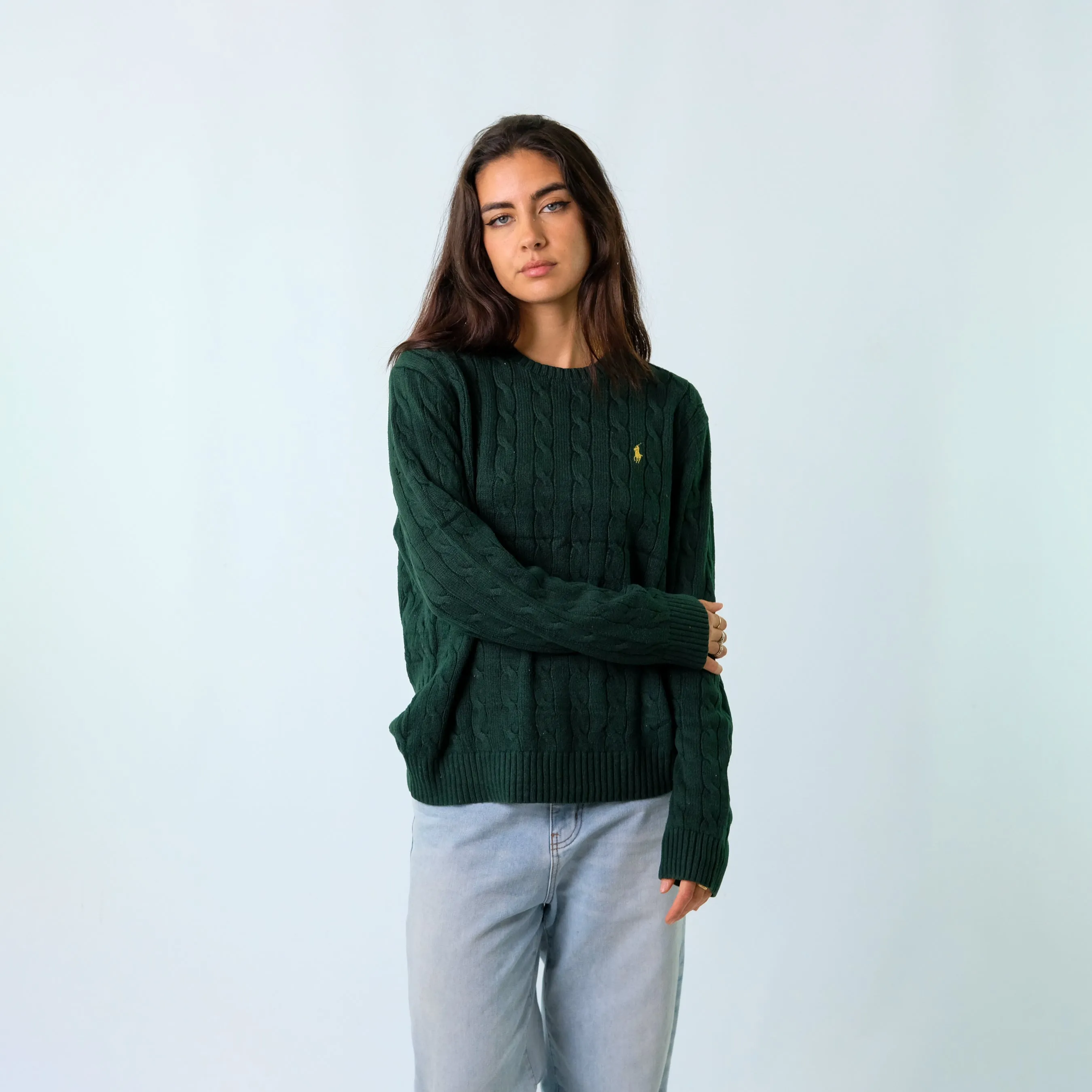 Dark Green y2ks Polo Ralph Lauren Knit Sweatshirt (L)