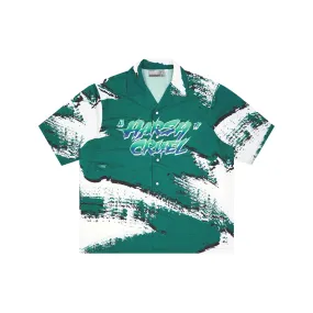 Gradient Logo Brush Printed Cuban Shirt